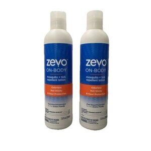 Lot of 2 Zevo On-Body Mosquito Tick Insect Repellent Lotion 8hr Scent Free 7.8Oz
